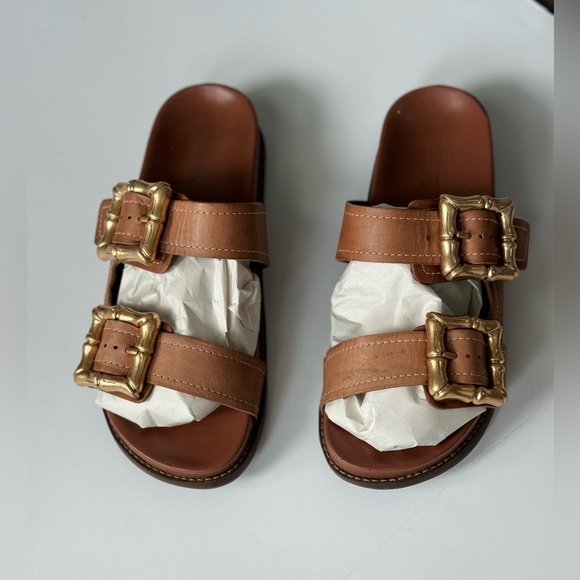 Schutz Enola Sporty Leather Sandals new wood size 9B - Picture 3 of 13